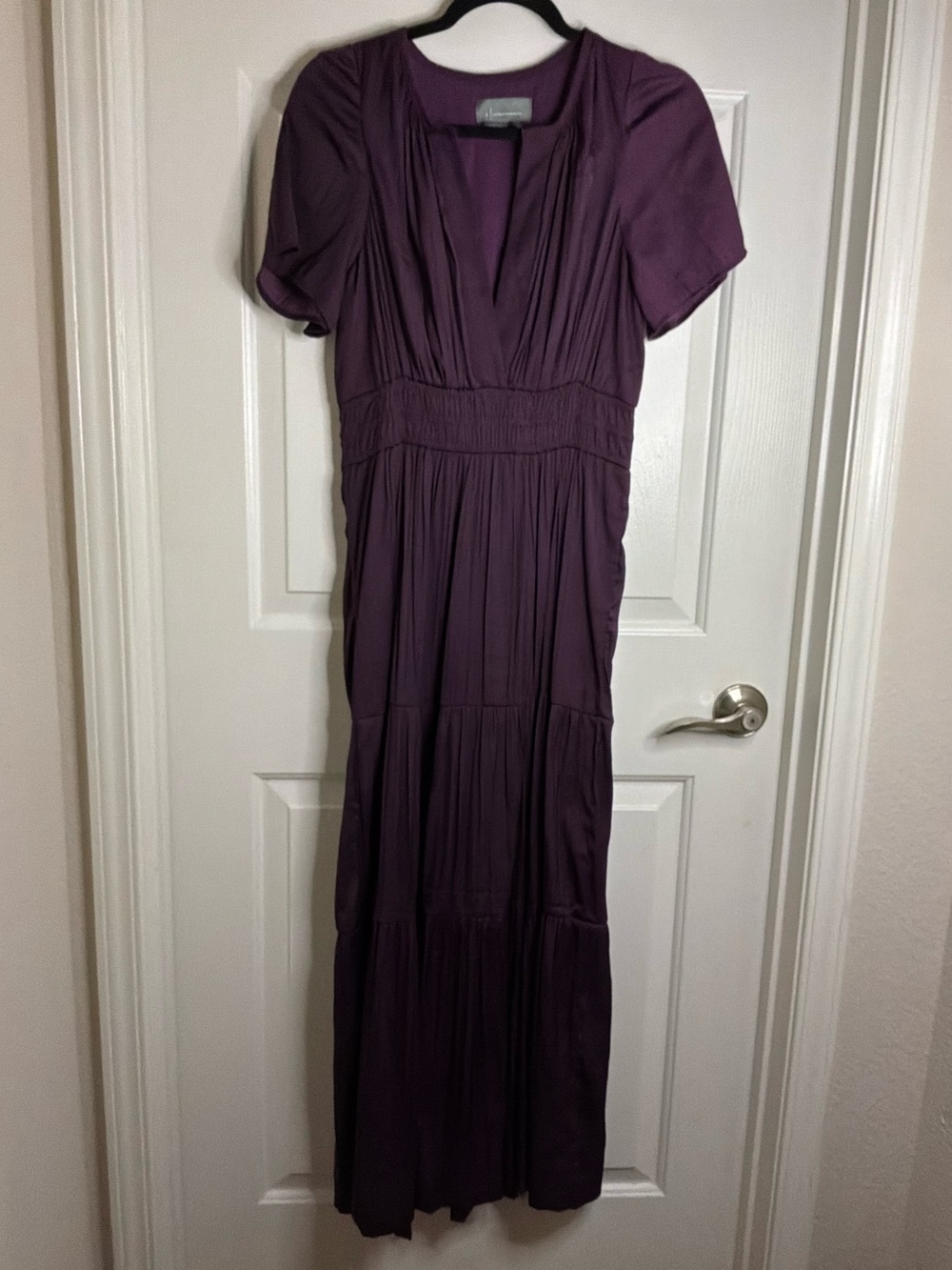 Anthropologie Women's Purple Tiered Maxi Dress with Smocked Waist - Picture 3 of 11